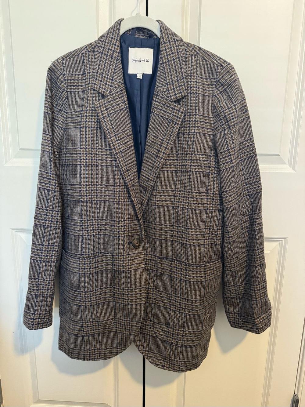 Women’s Madewell Plaid Blazer in Brown and Navy